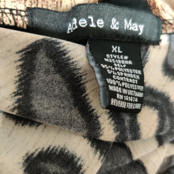Adele & May Womens Blouse Leopard Print Sheer Black Pleated Short Sleeve Sz XL - Picture 5 of 5